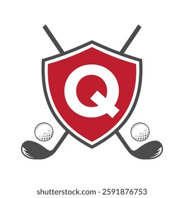 Monogram Letter Q Golf Club Logo Design, League and Golfing Symbol Vector Template