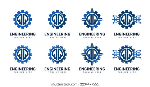 Monogram letter Q on gear. Perfect for engineer, industrial, construction, automotive and technology logos.