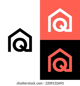 Monogram letter Q with real estate logo design vector