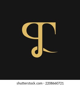 Das Monogramm ist der Buchstabe Q und T. Elegant und umrissen.