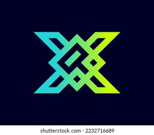 The monogram is the letter Q and X. Elegant and outline.