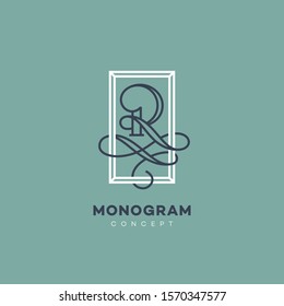 Monogram letter R design template. Vector illustration.