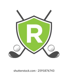 Monogram Letter R Golf Club Logo Design, League and Golfing Symbol Vector Template