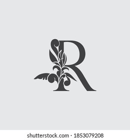 Monogram Letter R Luxury Logo Icon, Vintage  Deco R Letter Gold Color Design