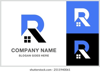 Monogram Letter R Roof House Business Company Stock Vector Logo Design Template