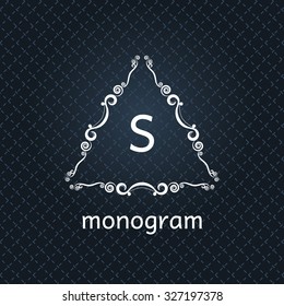 monogram letter retro vintage background frame design