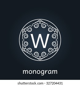 monogram letter retro vintage background frame design