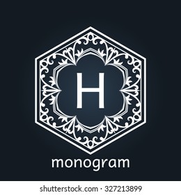 monogram letter retro vintage background frame design