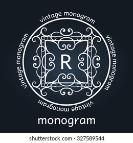 monogram letter retro vintage background frame design