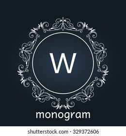 monogram letter retro vintage background frame design Wedding agency logotype