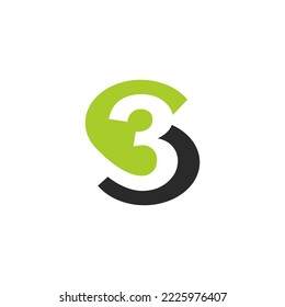 The monogram is the letter S and 3. Elegant and outline.