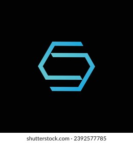 Monogram letter S and C shaped into hexagonal in blue colour