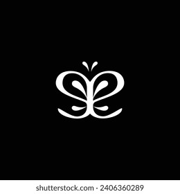 Monogram Letter S und E werden mit Butterfly eingebunden
