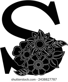 Monogram letter s with flowers dxf for laser cutting and plasma