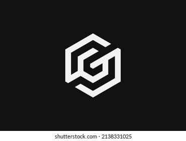 Monogram letter S G or GS in hexagon geometric cube logo