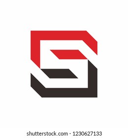 Monogram Letter S Geometric Infinity Square Cube Architecture Construction Business Company Stock Vector Logo Design Template