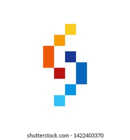 Monogram Letter S Geometric Square Pixel Business Company Vector Logo Design