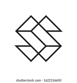 Monogram Letter S Geometric Square Space Business Company Vector Logo Design