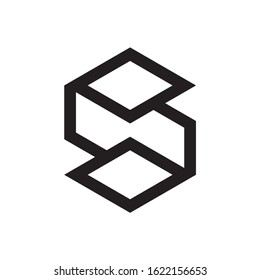 Monogram Letter S Geometric Square Space Business Company Vector Logo Design
