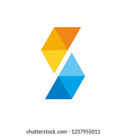 Monogram Letter S Geometric Triangle Technology Computer Business Company Stock Vector Logo Design Template
