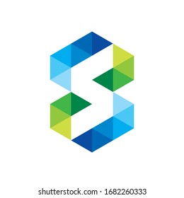 Letra monográfica S Triángulo geométrico cuadrado de la empresa de negocio Plantilla de diseño de logotipo vectorial