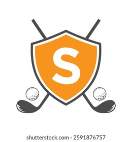 Monogram Letter S Golf Club Logo Design, League and Golfing Symbol Vector Template