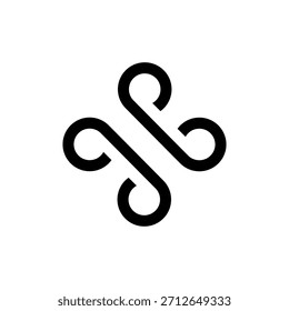 Das Monogramm ist der Buchstabe S und Unendlichkeit. Rotieren, elegant und Umriss.