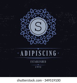 Monogram letter S. Luxury logo flourishes calligraphic elegant ornament lines. Business sign, identity for restaurant, royalty, boutique, cafe, hotel, heraldic, jewelry, fashion.