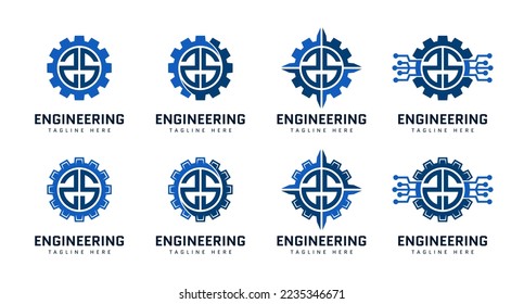 Monogram letter S on gear. Perfect for engineer, industrial, construction, automotive and technology logos