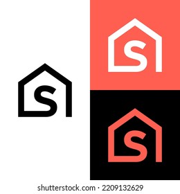 Letra monográfica S con vector de diseño de logotipo inmobiliario