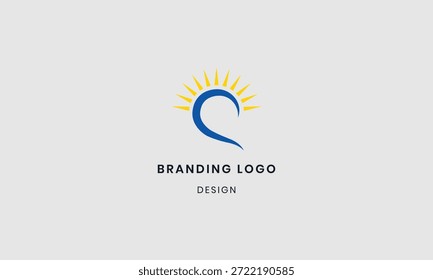 Logotipo de la luz del sol de la letra S del monograma