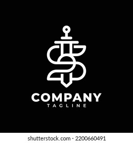 Monogram letter S sword logo