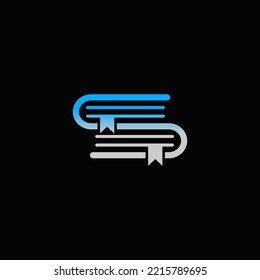 The monogram is the letter S or two books. Simple, elegant and outline.
