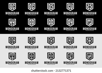 Monogram Letter Shield Logo Design Collection Stock Vector (Royalty ...