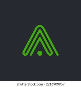 The monogram is the letter A and spiral. Simple, elegant and outline.