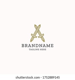 Letra monograma Una plantilla de diseño de icono de logo de espada