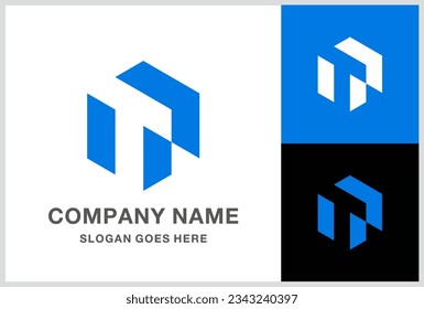 Monogram Letter T Geometric Square Cube Hexagon Business Company Stock Vector Logo Design Template