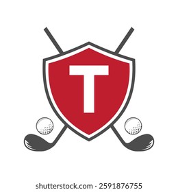 Monogram Letter T Golf Club Logo Design, League and Golfing Symbol Vector Template