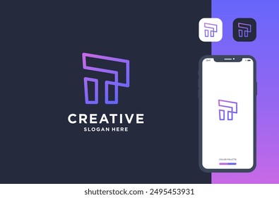 monogram letter t logo design