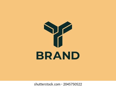Logotipo de letra monograma T, icono de las iniciales isométricas TT, elemento de diseño de tipografía hipster 3D.
