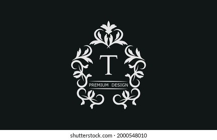 Monogram letter T. Luxury identity logo for restaurant, royalty, boutique, cafe, hotel, heraldic, fashion and others.