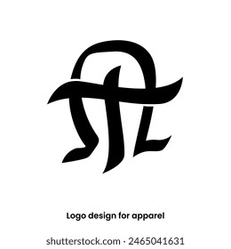 monogram letter T and omega logo design. omega and T logo for apparel brands. TA or AT logo design for Apparel brand. letter T omega logo design template.