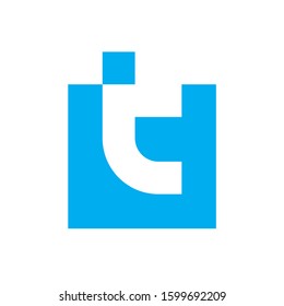 Monogram Letter T Square Pixel Business Company Stock Vector Logo Design Template	