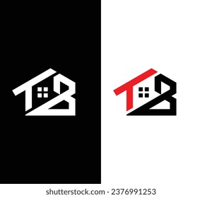 Monogram Letter TB Construction Logo Design. TB Home. TB House. TB Real Estate. Black and White Logo. Usable for Business Logos. Flat Vector Logo Design Template