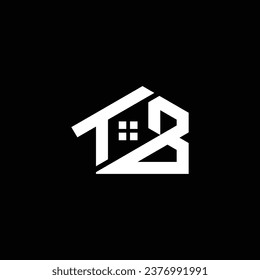 Monogram Letter TB Construction Logo Design. TB Home. TB House. TB Real Estate. Black and White Logo. Usable for Business Logos. Flat Vector Logo Design Template