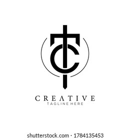Monograma logotipo TC con línea circular, exclusivas marcas de moda creativas, limpias y elegantes