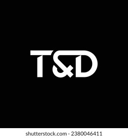 Diseño del logotipo TD de la letra monograma. Logo en blanco y negro. Usable para logotipos de empresas. Plantilla de diseño de logotipos de vectores planos