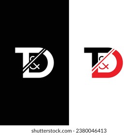 Diseño del logotipo TD de la letra monograma. Logo en blanco y negro. Usable para logotipos de empresas. Plantilla de diseño de logotipos de vectores planos