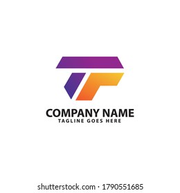 Monogram Letter TF with Gradient Color Logo Vector Template.