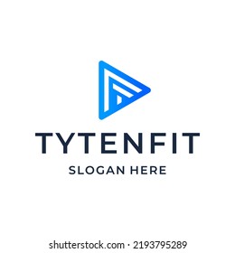 letra monograma TF y logotipo de reproducción
